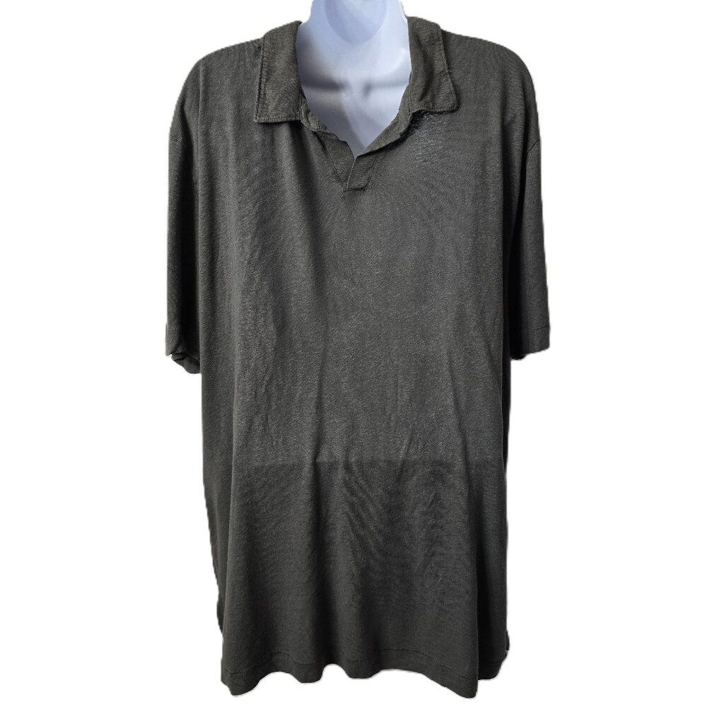 Abercrombie Fitch Summer Linen Polo XL Men Shirt Johnny Collar Gray Preppy NEW